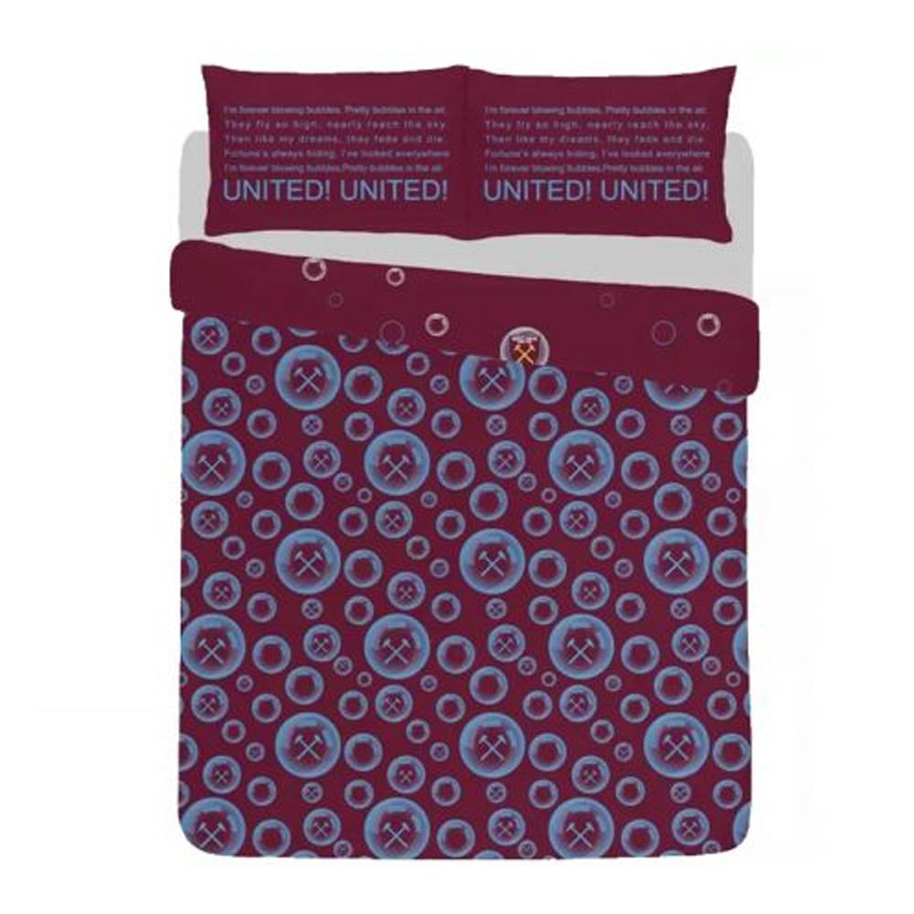West Ham United FC Forever Blowing Reversible Bubbles Duvet Cover Set