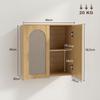 Bohemian Bathroom Wall Cabinet, 2 Soft-Close Rattan-Effect Doors, Adjustable Shelf, Oak