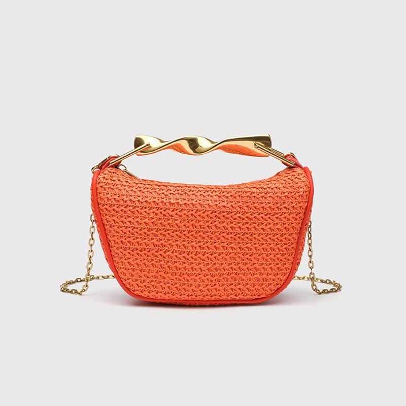 ZR Home Ähnlich Grenzüberschreitend Tragbar Gewebte Tasche Damen Neu Retro Kette Crossbody Stroh Unterarm