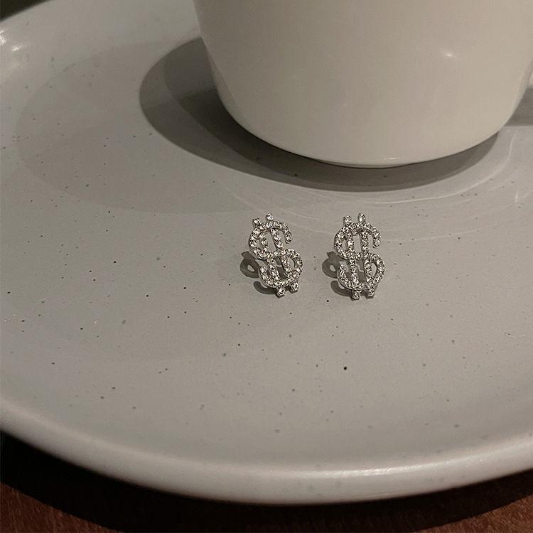 JMXD Money Symbol Earrings Minimalist Small Elegant Versatile Premium Ear Studs Dainty Jewelry Trendy Accessories золотой