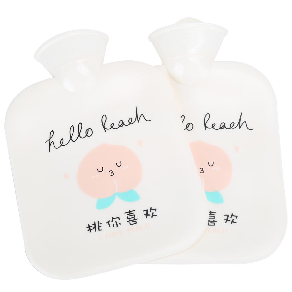 2Pcs Cartoon Hot Water Bottle Large Cute Portable Water Injection Autumn Winter Hand Warmer