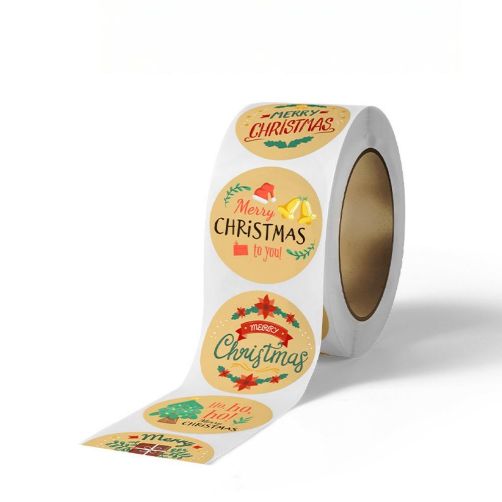 Round Christmas Stickers Christmas Theme Stickers For Cookie Bags Party Supplies Candy Bags
