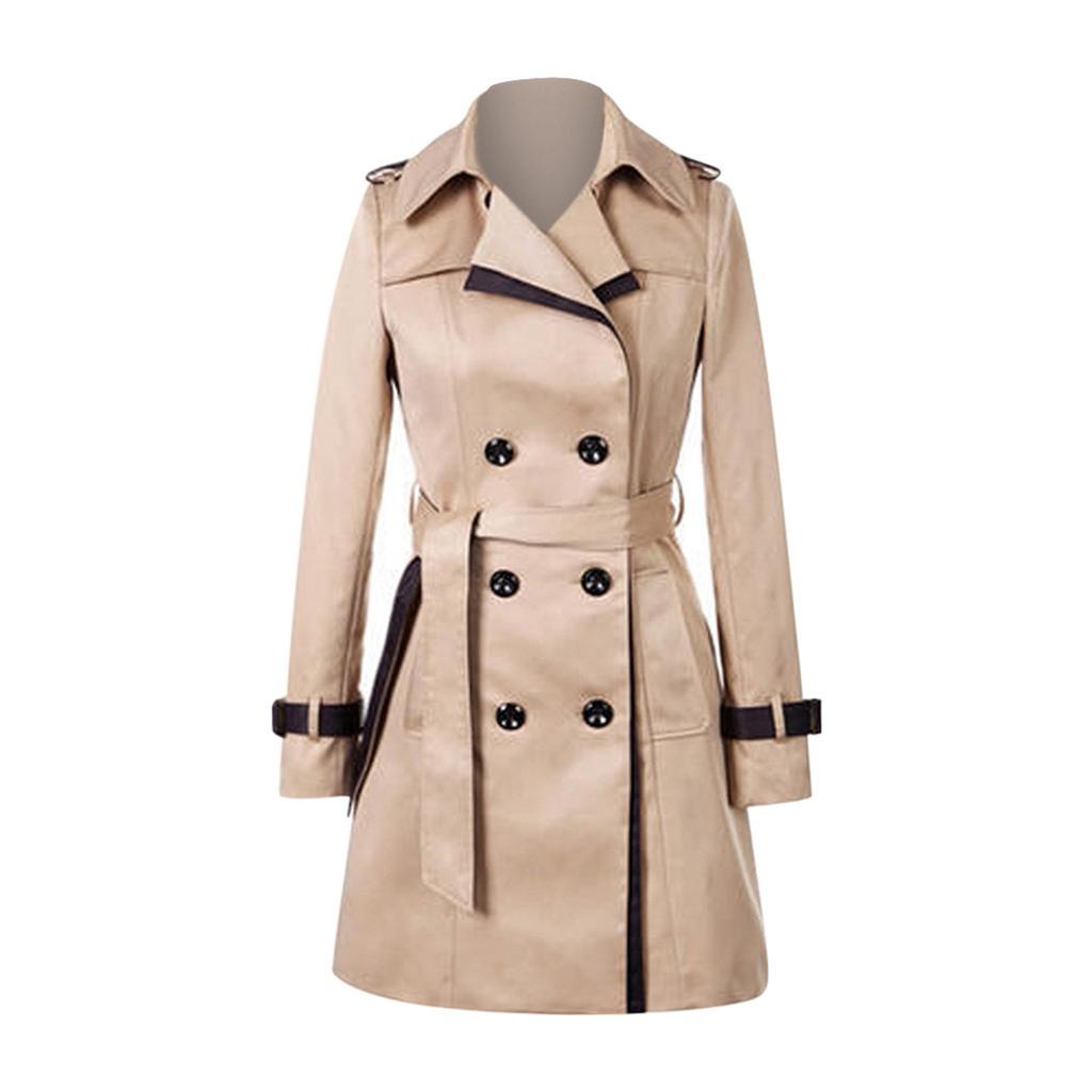 Fashion Women Winter Autume Buttons Back Bow Bandgae Windbreaker Jacket Coat Top