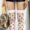 Botvotee Polka Dot Thin and Sexy Knee-high Socks Women Velvet Tights Lolita Thin Thigh High Stockings K White Long Socks