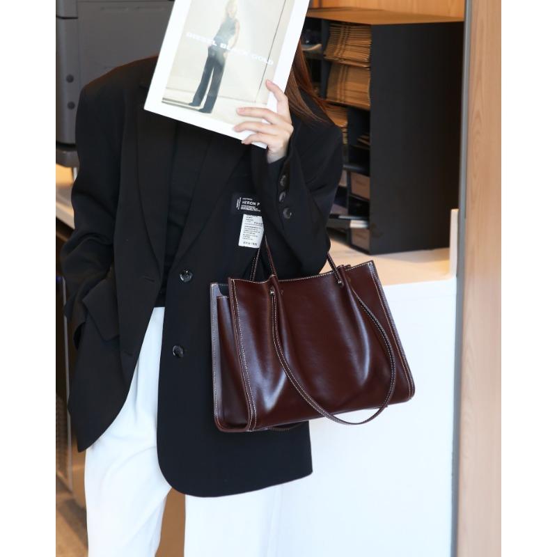 

Женская сумка из натуральной кожи Корейская осенне-зимняя новинка Большая вместимость Сумка-тоут для работы Первый слой коровьей кожи Сумка через плечо Сумка-тоут