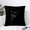 Black Cat Cute Kitty Cushion Cover Eco Linen Pillow Case DoubleSided Print Breathable Durable Zipper Home Decor Gift