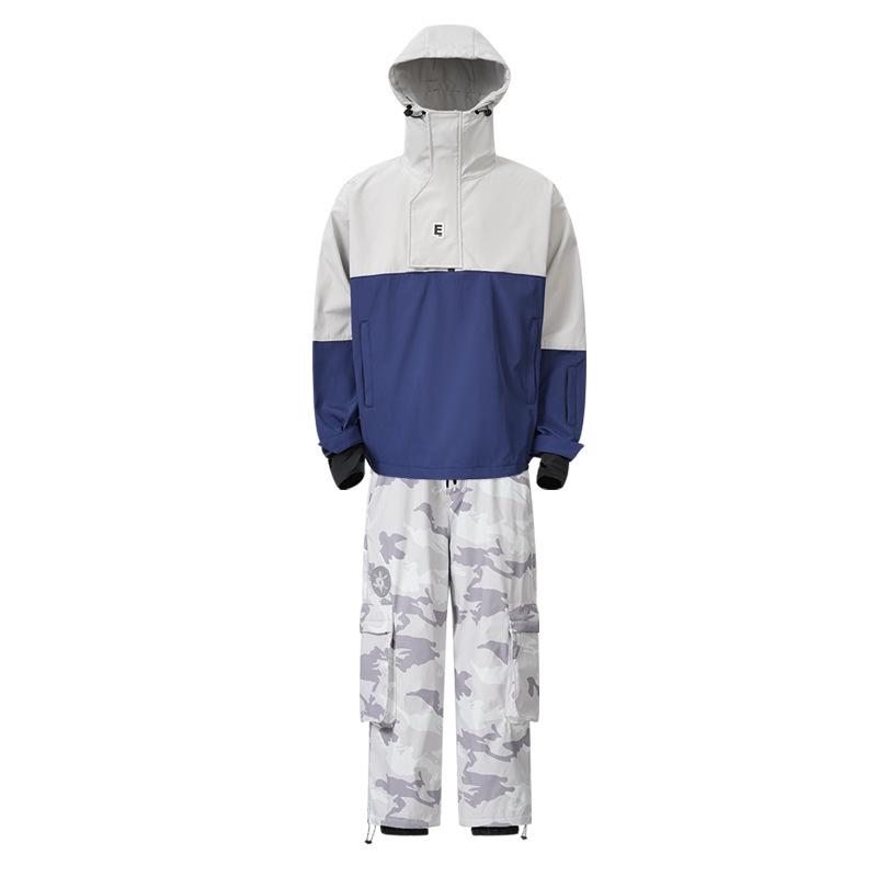 Unisex Camouflage Fleece-Lined Waterproof Ski Suit - Two-Piece Windproof Set