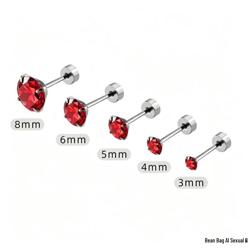 Four-Prong 316L Stainless Steel Diamond Stud Earrings for Conch Piercings (Unisex)