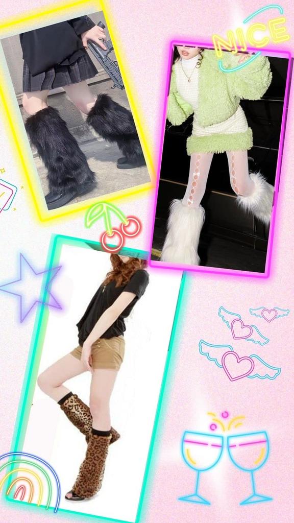 Lösa strumpor benvärmare päls y2k mode fejkpäls benvärmare subkultur min stil mode [Bg3] (1, vit, 35)