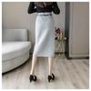 Autumn Wool Skirt High Waist Pencil Midi Skirts Women Elegant Office Outfit