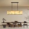New Chinese Style Dining Room Pendant Light - Zen-Inspired Lamp for Tea Room, Dining Table & Bar Counter, Retro Long Strip Light