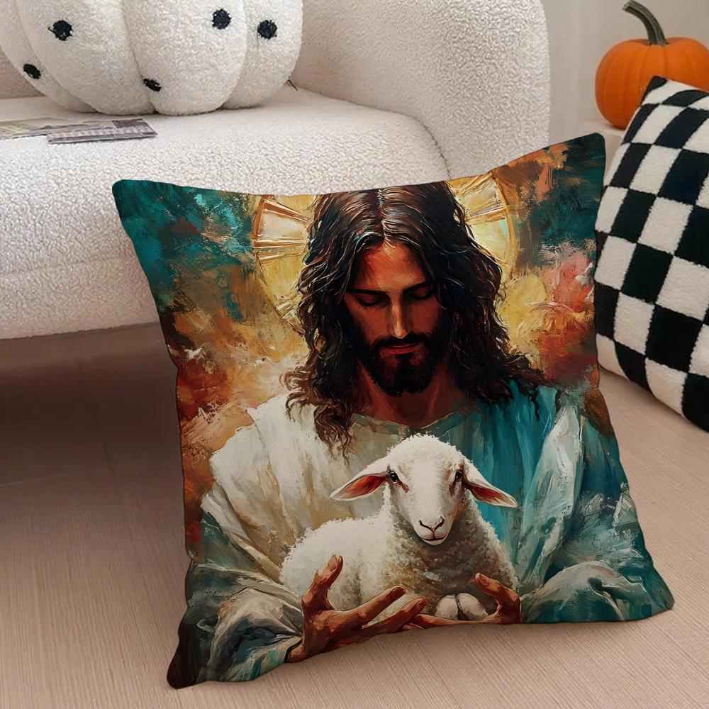 Classical Sacred The LLamb of God Cushion Cover Throw Pillow Cover Hidden Button Durable Polyester Chair Cushion