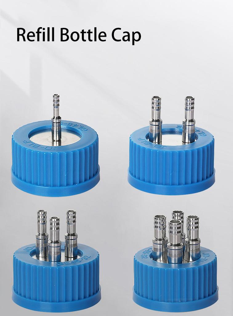 Xin Tester Refill Bottle Cap GL45 1-4Holes Stainless Steel Refill Bottle Reagent Open Top Media Bottle Screw Caps