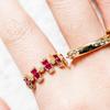 Elegant Retro Japanese Court Style Signet Ring with Imitation Ruby & Gold-Plated 925 Silver Cubic Zirconia