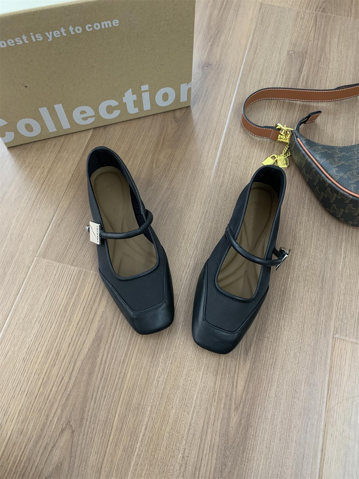 

Single Shoes Fairy Fairy Pink Mary Jane Shoes Flat Small Leather Shoes Autumn Ballet Shoes 35 чорний