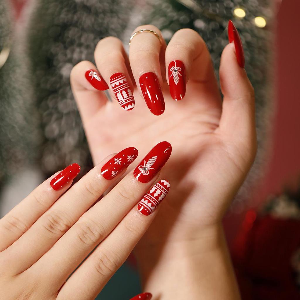 European & American Christmas Press-On False Nails Set
