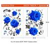 DIY Large Blue Rose Flowers Living Room Decoration Wall Stickers Sofa TV Entrance Background Wall Decals Removable Vinyl Posters