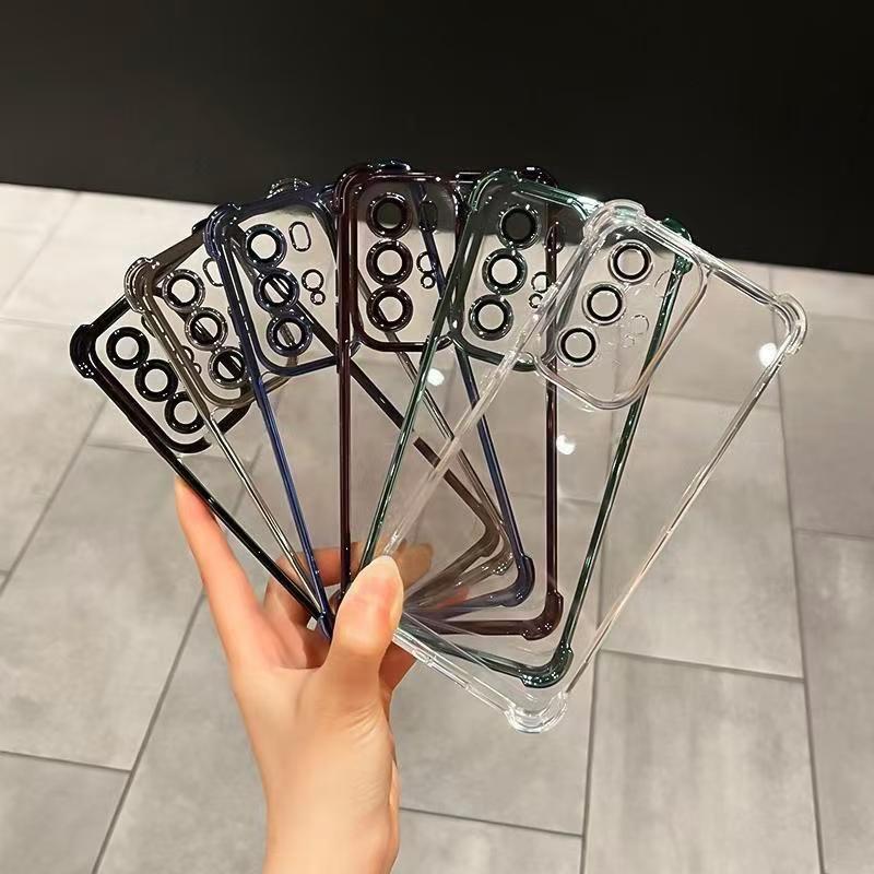 Samsung S25ultra Electroplated Mobile Phone Case Note20 Four Corner Airbag Anti Fall A73 Transparent A56 Protective Case
