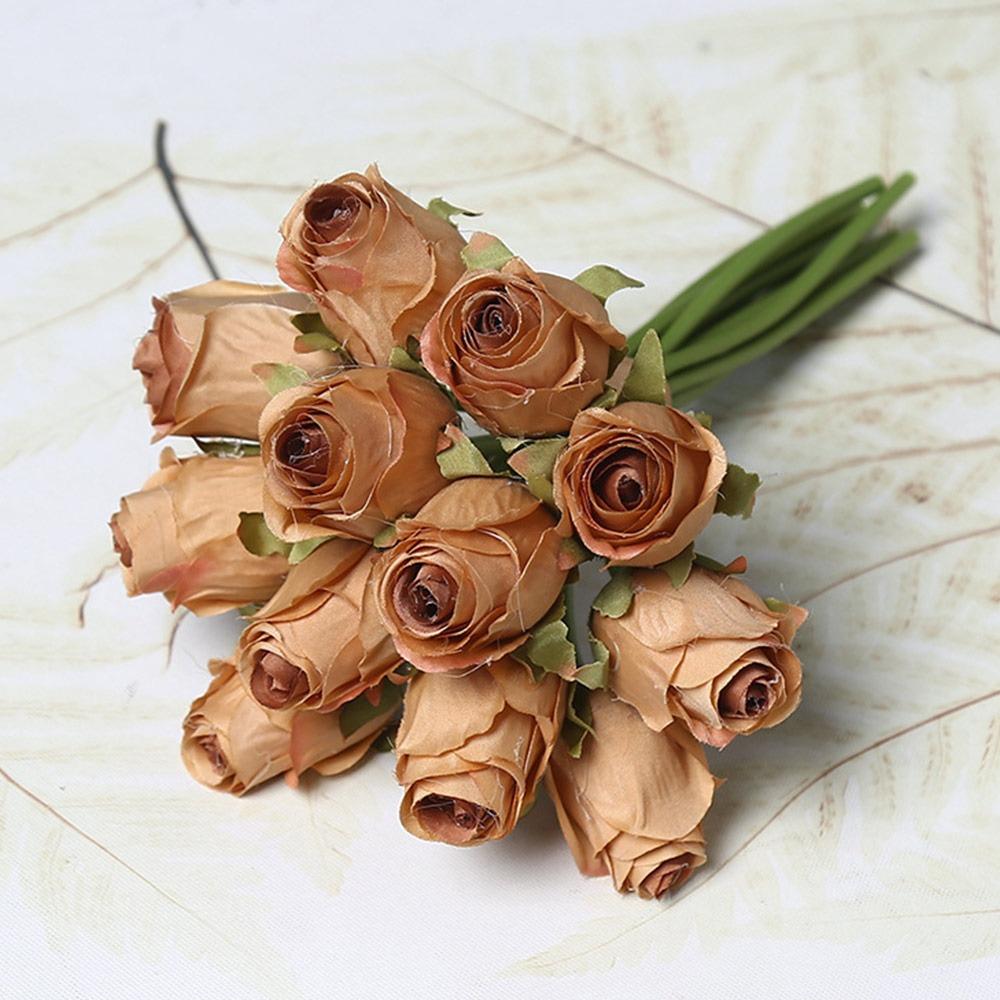 12 Heads Rose Artificial Flower Multicolor DIY Accessories Lifelike Flower Bouquet Silk Petals Photo Props