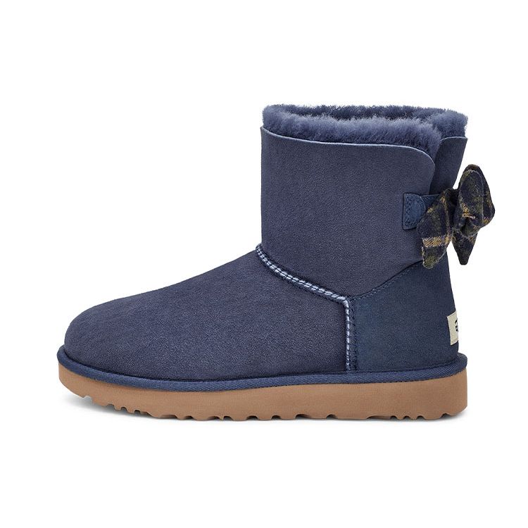 

UGG Женские короткие зимние сапоги Bailey Bow с клетчатой лентой и бантом, темно-синие 1119115-NAVY 37