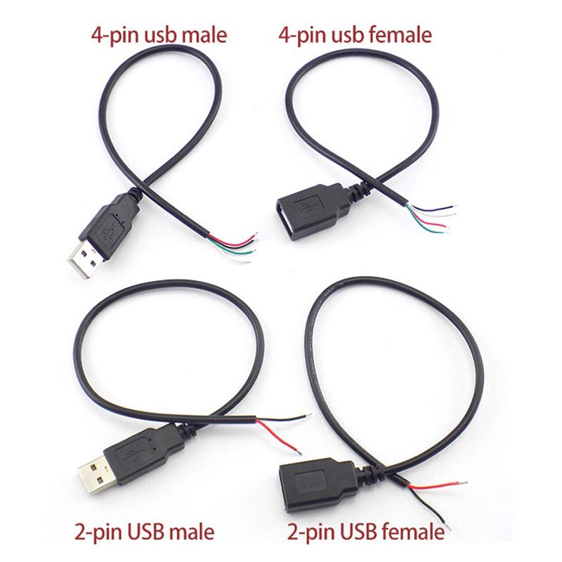 Wire Micro USB 2.0 Type-C AUX Mono Connector Power Supply Extension Cable Charger Male To Female 2-pin 4-pin Data Line