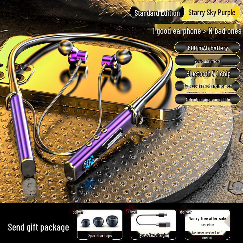 2025 Neckband Bluetooth Earbuds: Long Battery, Noise-Cancelling, Waterproof, Bass-Boosted for Running & E-sports