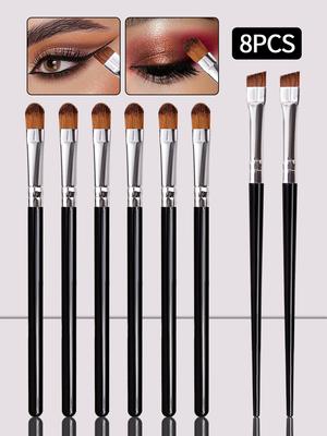 8PCS Multi-functional Eye Makeup Brush Set: Eyeshadow Brush, Concealer Brush, Angled Eyebrow Brush, Professional Eyeliner Brush