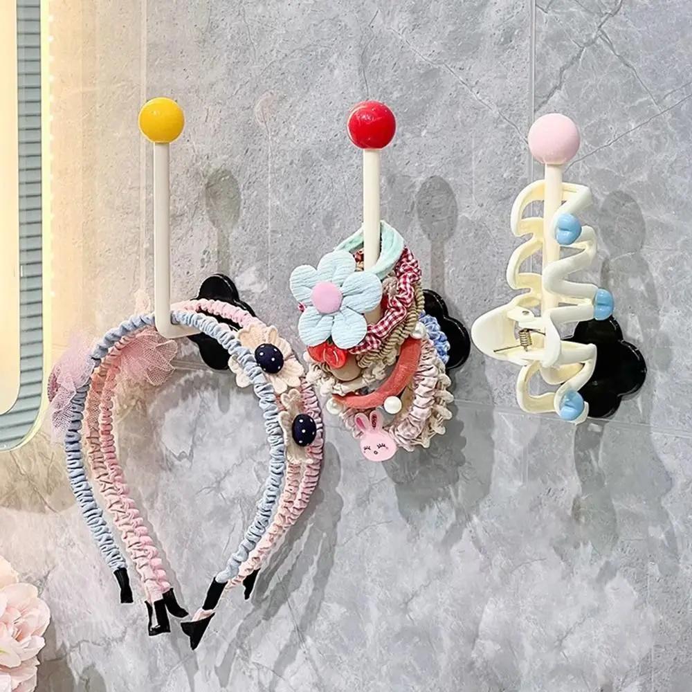 New L-Shape Hairband Storage Hook Wall Mounted Punch Free Cloth Hanger Dopamine Kitchen Storage Rack