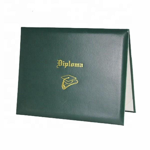 A4 Green Pu Leather Diploma File Folder Cover Certificate Holder (Black,customized)