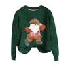 Damska modna, swobodna, długa rękaw, świąteczny nadruk, wełniany sweter z dzianiny