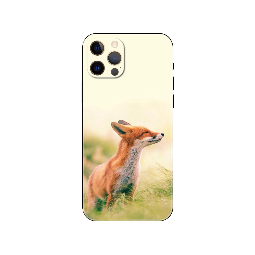 Niedliche Cartoon-Tier Fuchs Handyhülle für iPhone 5 5s 2020se 6 6s 7 8 plus x 10 XR XS 11 12 13 mini pro MAX schwarze TPU-Rückseite