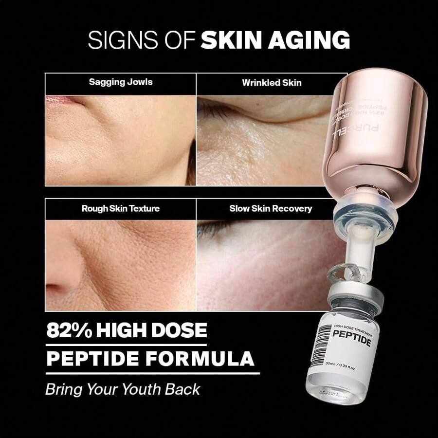 PURCELL 82% High Dose Peptide Formula 30ml - Serum With Multicollagen, Peptide For Firmer And Youthful Skin, Light And Gentle Formula, Anti-Aging