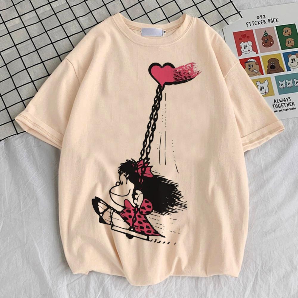 Mafalda tshirt female korean clothes Digital Pastel Vintage women Grunge t-shirt Y2k harajuku aesthetic kawaii Breathable Punk