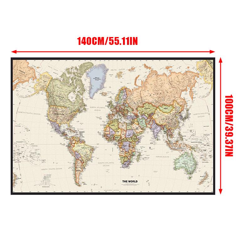 1 stücke Weltkarte Wand Poster Klar Gedruckt Leinwand Malerei Dekorative Hängen Bild Büro Hause Schulbedarf Ohne Rahmen