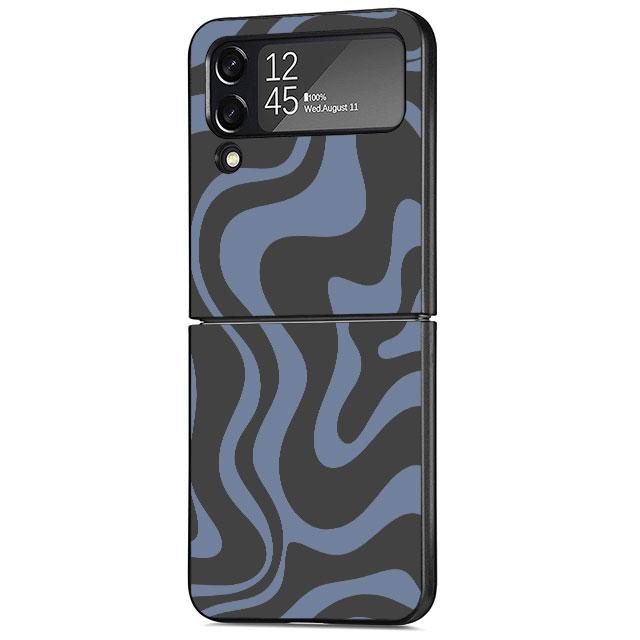 Luxushülle mit Ripple-Kuh-Textur für Samsung Galaxy Z Flip 3 4 5G Funda ZFlip 3 Schwarze PC Hartschalen-Handyhüllen