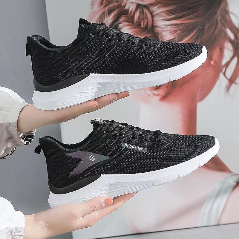 

2024 autumn women s shoes flying woven sports shoes new mesh casual shoes fashion women s casual single shoe manufacturer 35 чёрный