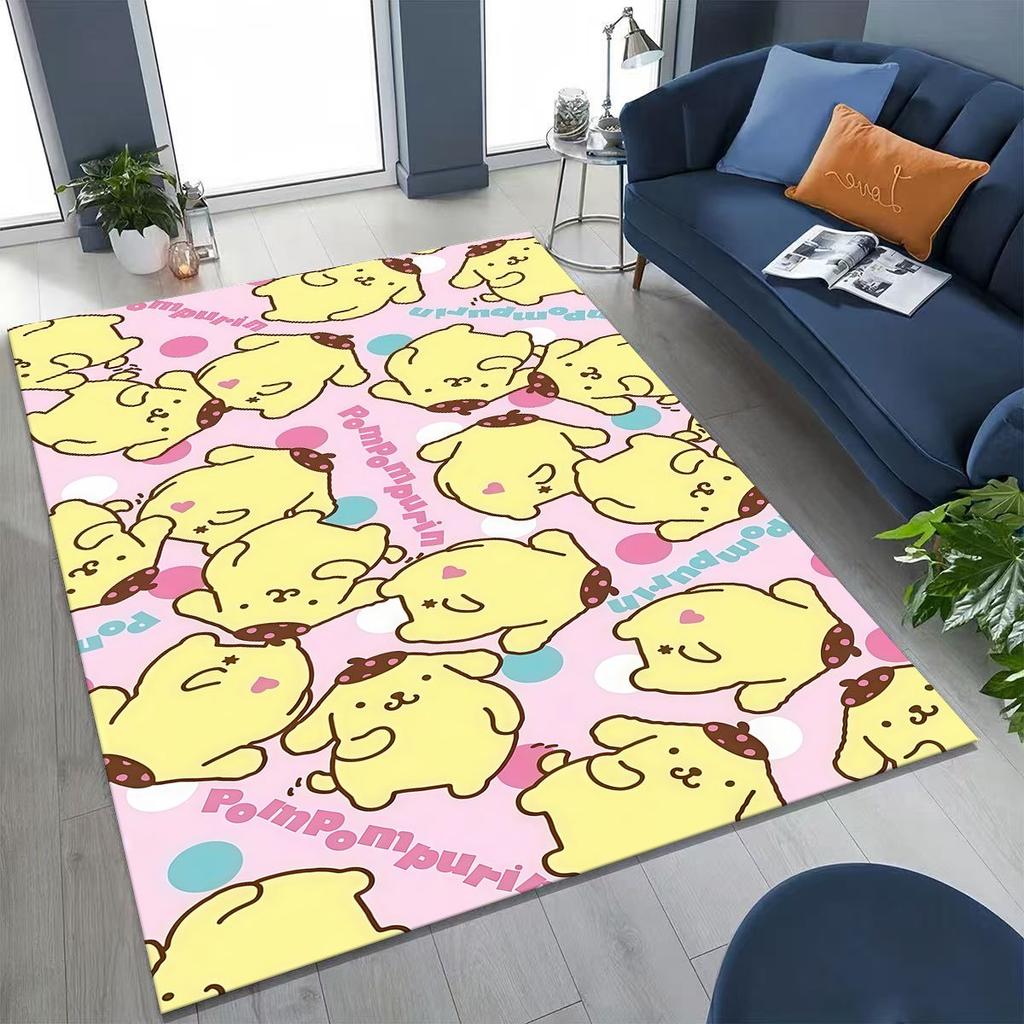2026 New Cute Cinnamoroll Pompompurin Sanrio Cartoon Rug for Bedroom Living Room Sofa Home Doormat Decor, Kid Non-slip Floor Mat