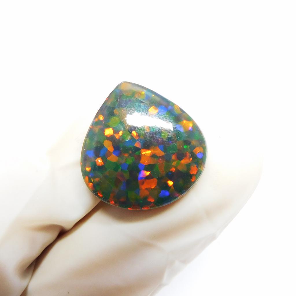 Lab-Created Opal Loose Gemstone 13.90 ct Doublet Pear Cut Multi Color for Jewelry Making and Crafts