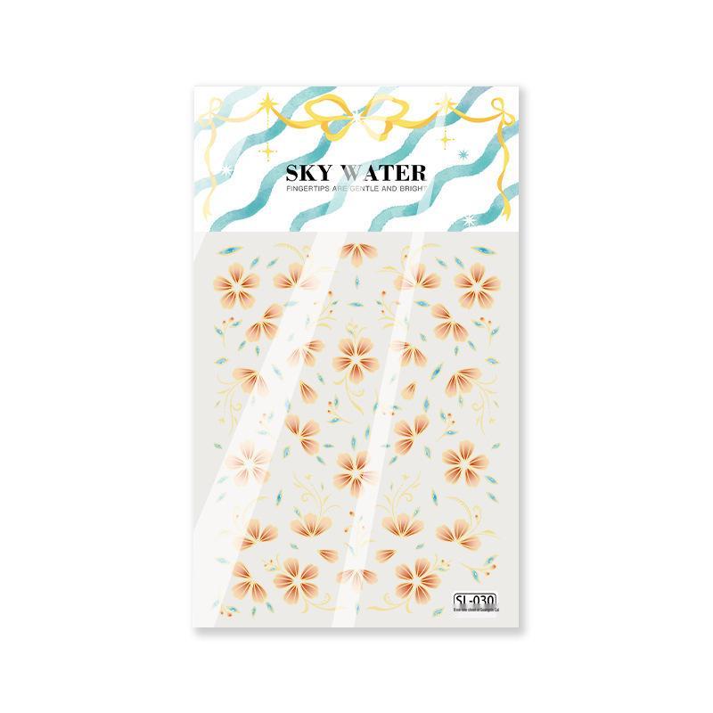 SKY 2026 Embossed Cloisonné Enamel Floral Nail Stickers