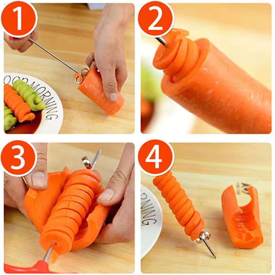 2pcs Vegetable Twist Potato Spiral Slicer Manual Spiral Slicer Kitchen Vegetable Flower Cutter Creative Vegetable Cutting Tool