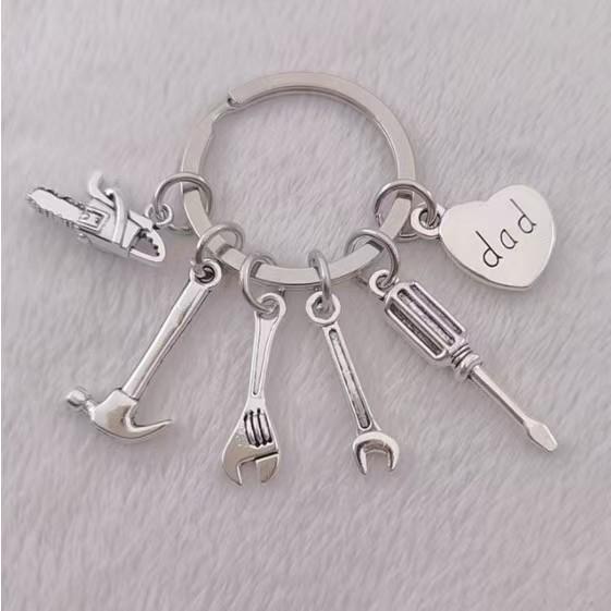 Father's Day Tool Keychain - Hammer, Wrench & Screwdriver Pendants for Dad