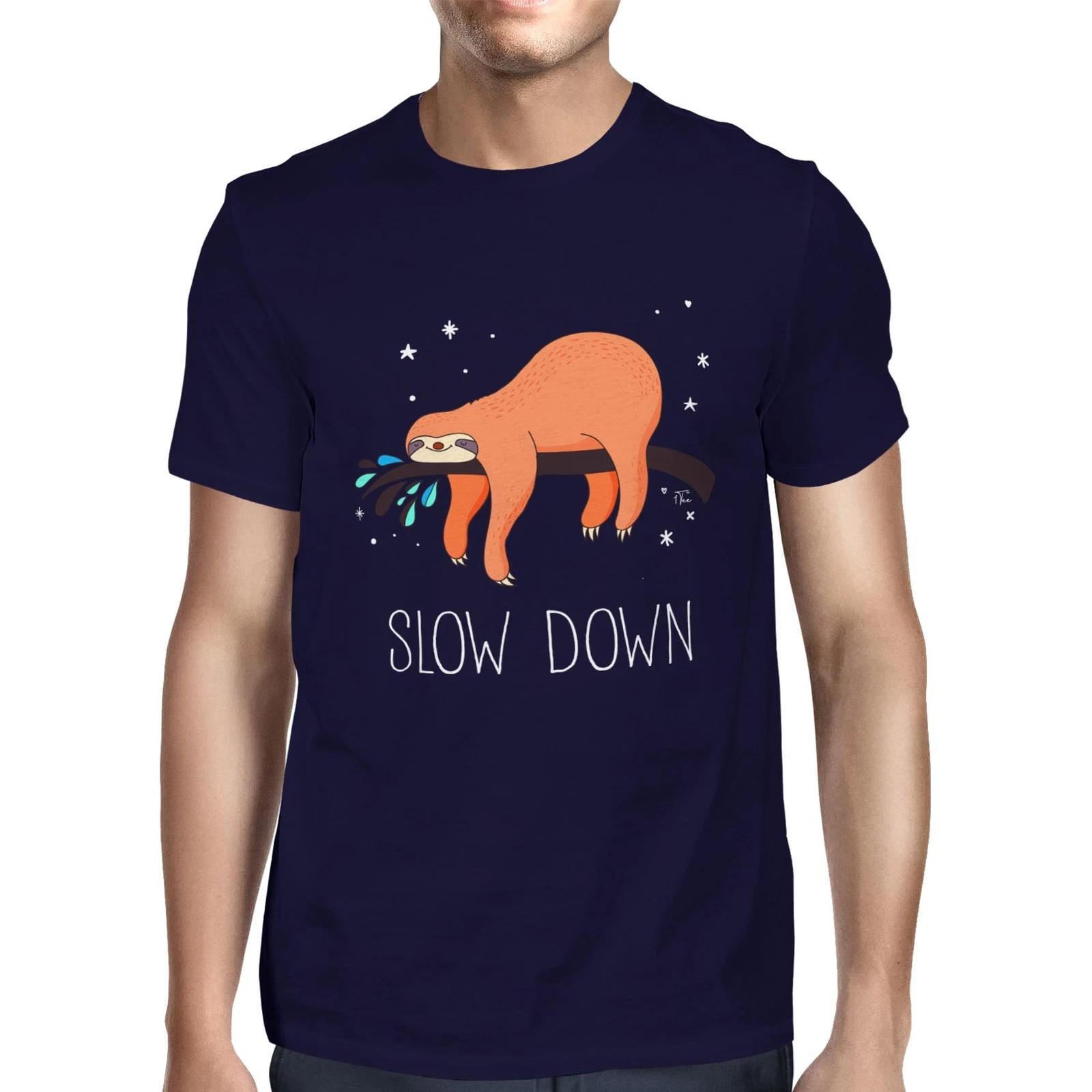 1Tee Mens Slow Down Sloth T-Shirt S