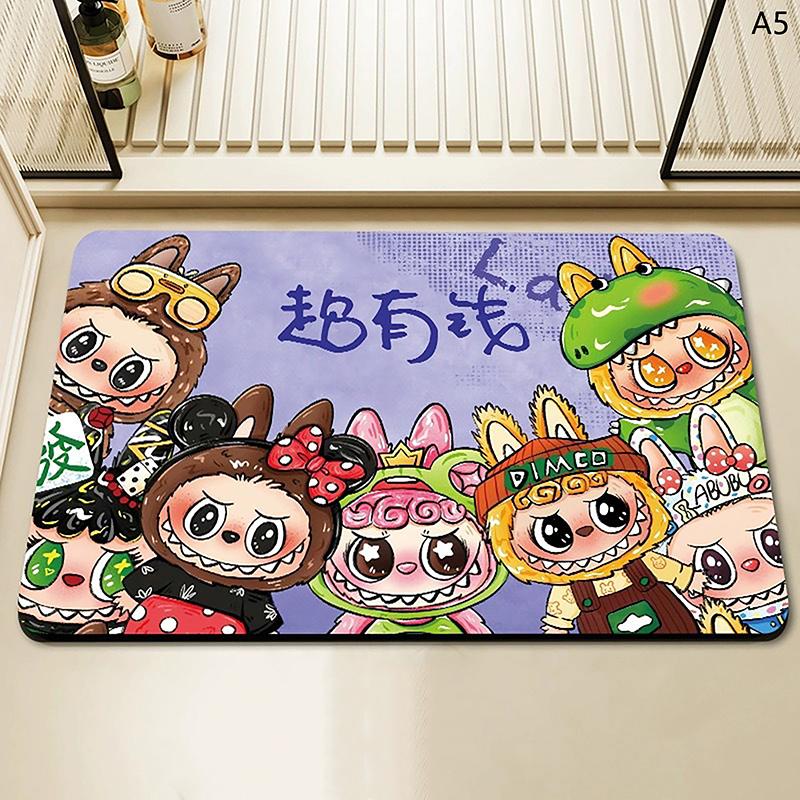 

Коврик для ванной с принтом мультяшного Лабубу, нескользящий коврик для двери, сушильный коврик для кухни, коврик для слива в спальню, коврик для прихожей, мультяшный домашний ковер