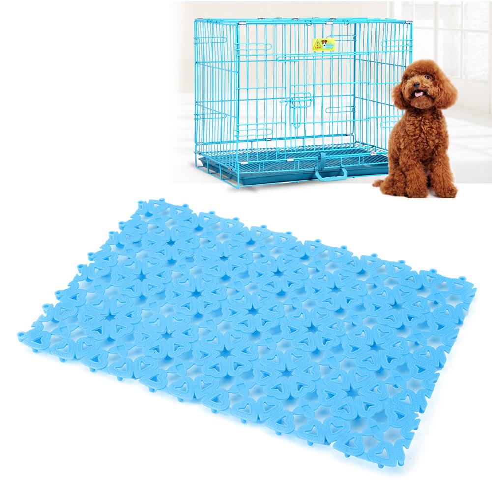 Dog Cat Pet Mat Plastic Spliced Hollow Anti Slip Pads for Pet Cage Mat Bathroom Floor (Blue)