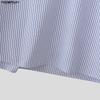INCERUN Men Lapel Neck Long Sleeve Striped Button Up Casual Shirts Tops