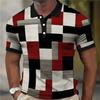Trendy Geometric Short-Sleeve Polo, Casual Comfortable for Men