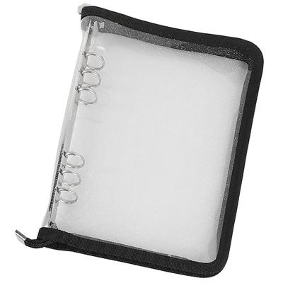 TKY Clear File Binder Case Holder Storage Refill Zipper Memo Pad Glitter (Black)