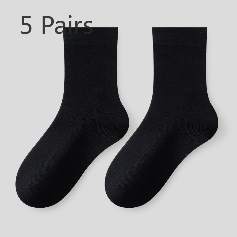 5 Pairs of Female Spring and Autumn Style Pure Cotton Antibacterial Boneless Tube Pile Socks