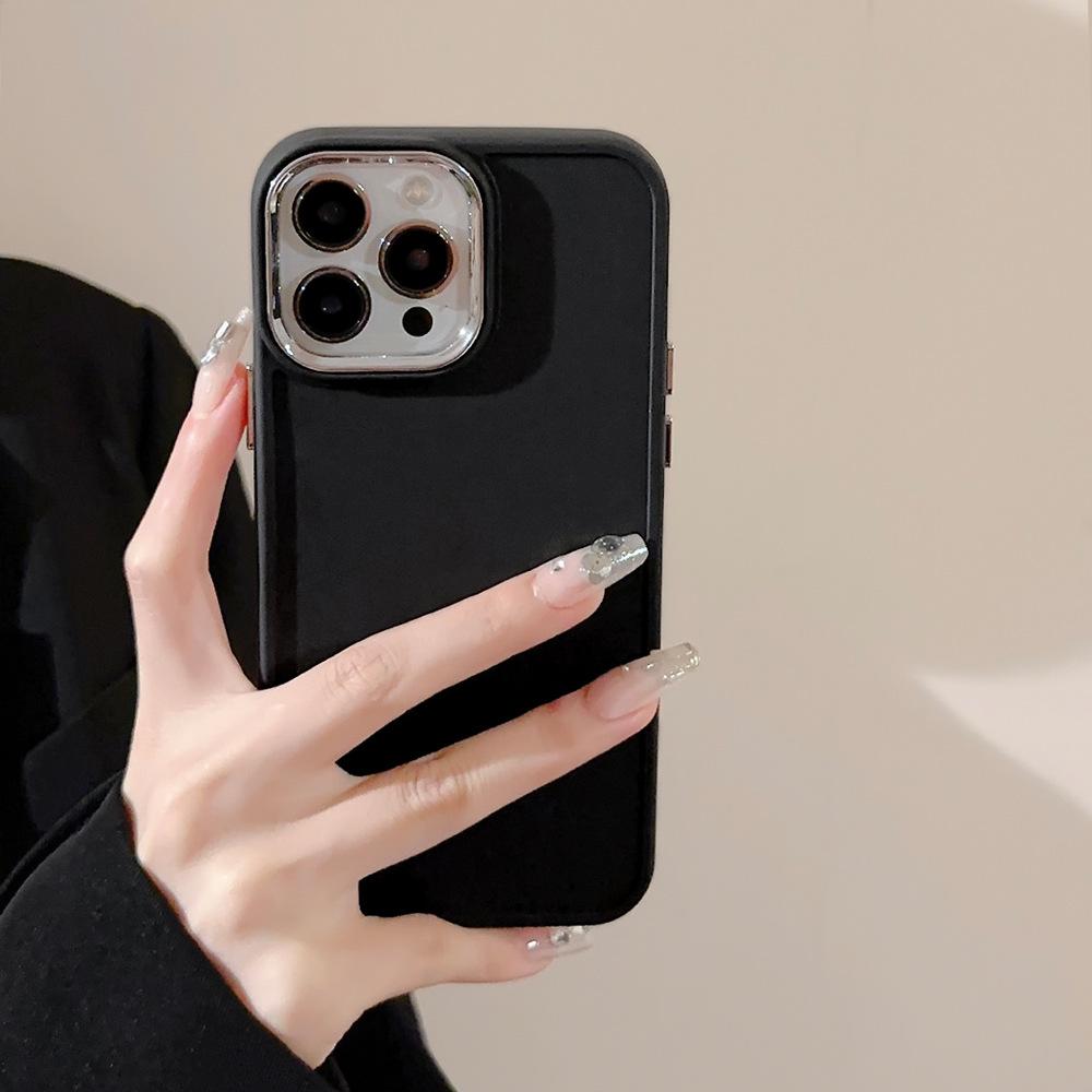 Plating Lens Iphone16 Suitable for 17promax IPhone Case 14 Silicone 11 Simple Solid Color 13