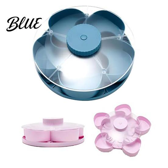 Rotating Condiment Holder Divided Snack Serving Tray with Lids Spinning Compartment Platter for Vegetable And Dip Dips Veggies Fruits Space-Saving